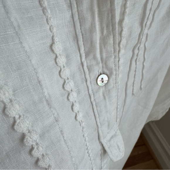 100% Linen Malvin Hamburg Germany White Linen Button Down Blouse Size S - Picture 5 of 7
